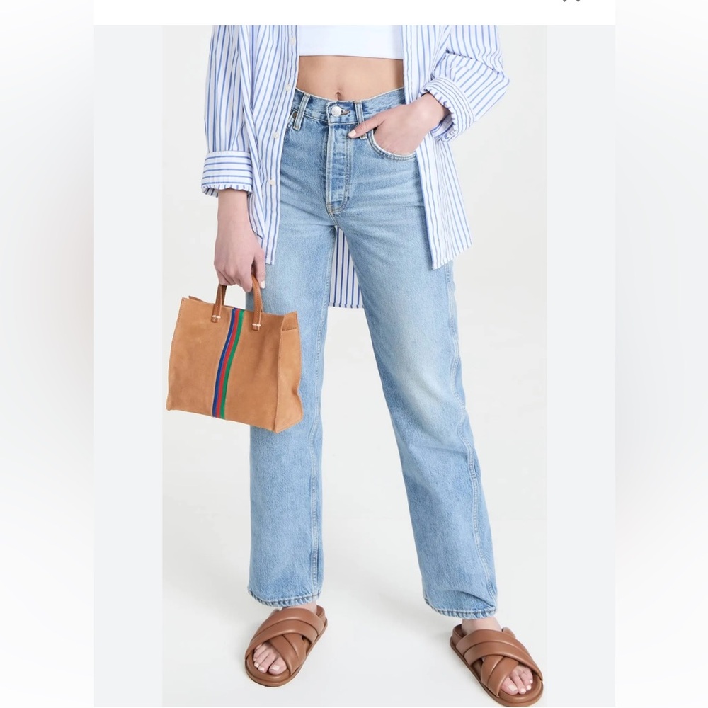 Clare V Tan Mini Bag with Multicolor Stripes